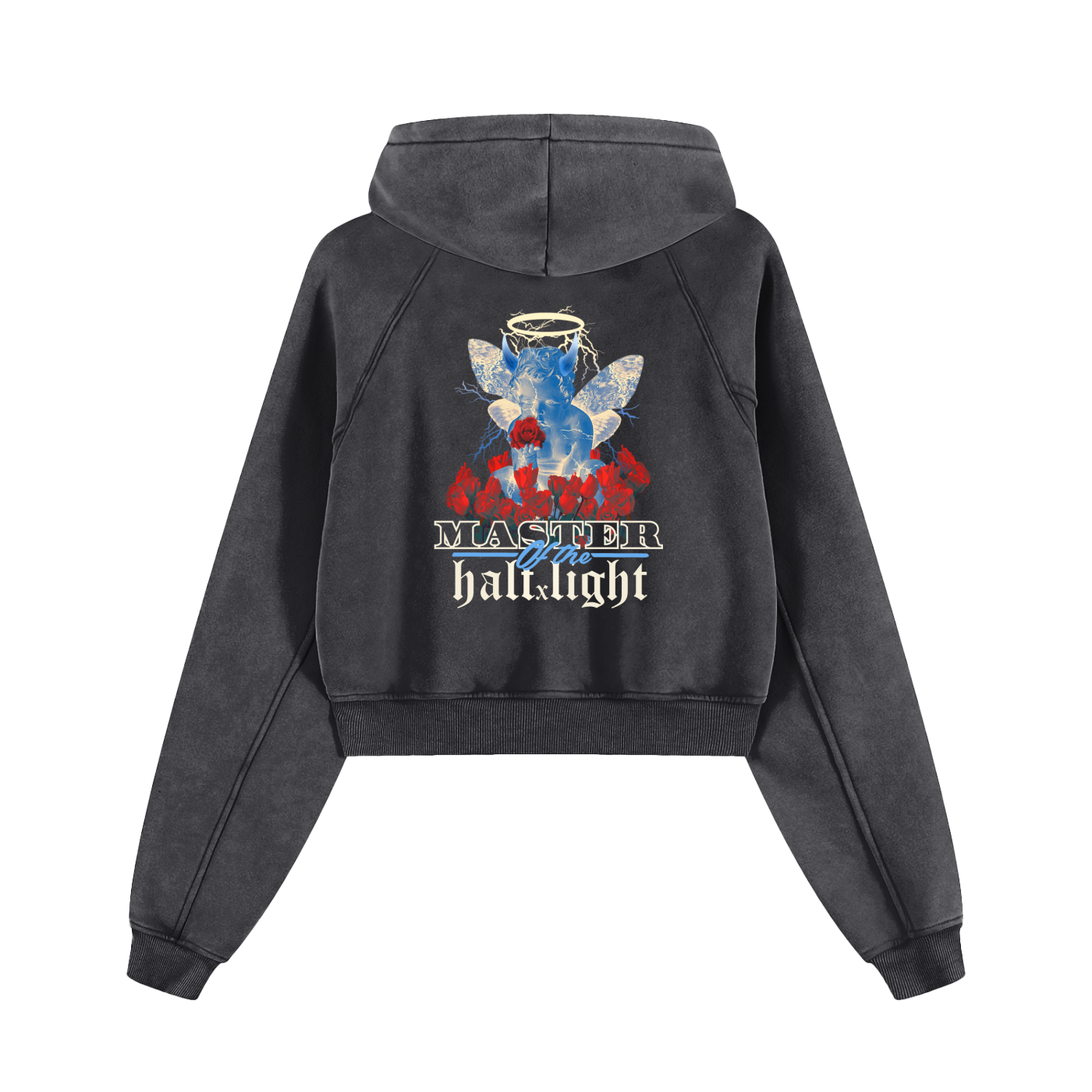 Matrix Snow Washed Cropped Hoodie - Black