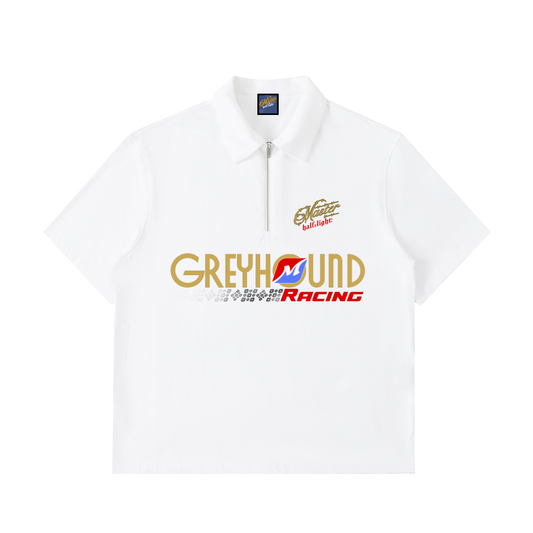 Greyhound Racing Team Half-Zip Cotton Polo Shirt - White