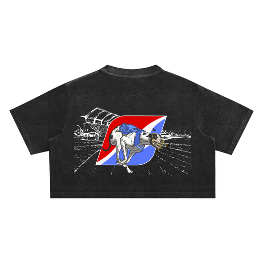 Greyhound Racing Team Snow Washed Crop Top - Classic Black