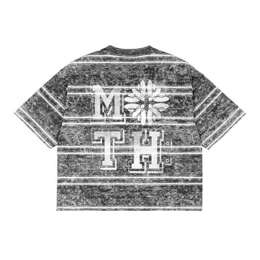 Spilled Snow Washed Stripe Boxy T-shirt - Grey