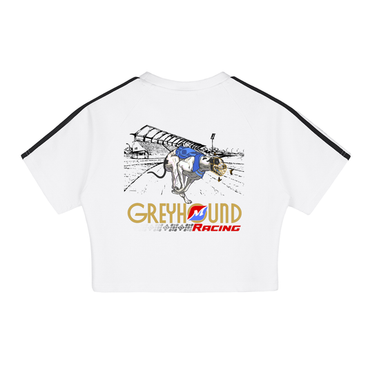 Greyhound Racing Team Taped Cooling Performance Crop Top - White