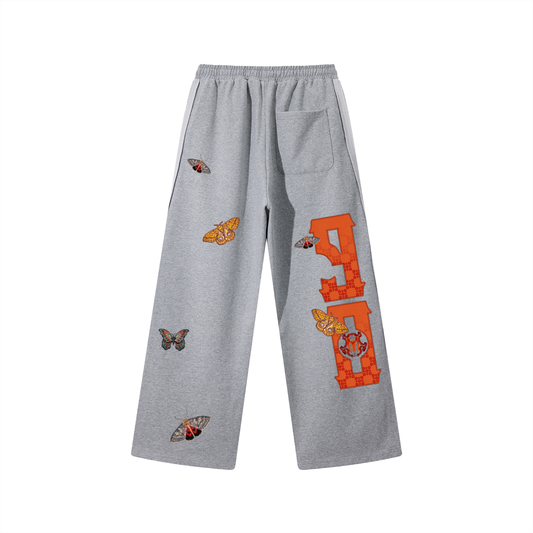 90s Est. Contrast Tape Straight-Leg Sweatpants - Grey