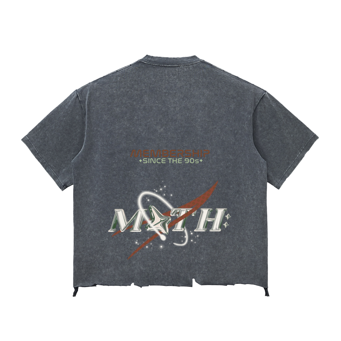 Membership Only Raw-Hem Boxy T-shirt - Washed Cement Grey