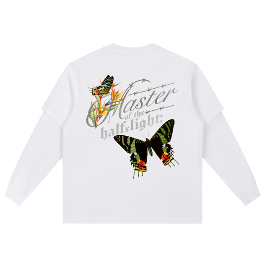 Die in Paradise Layered Long Sleeve Oversized Tee - White