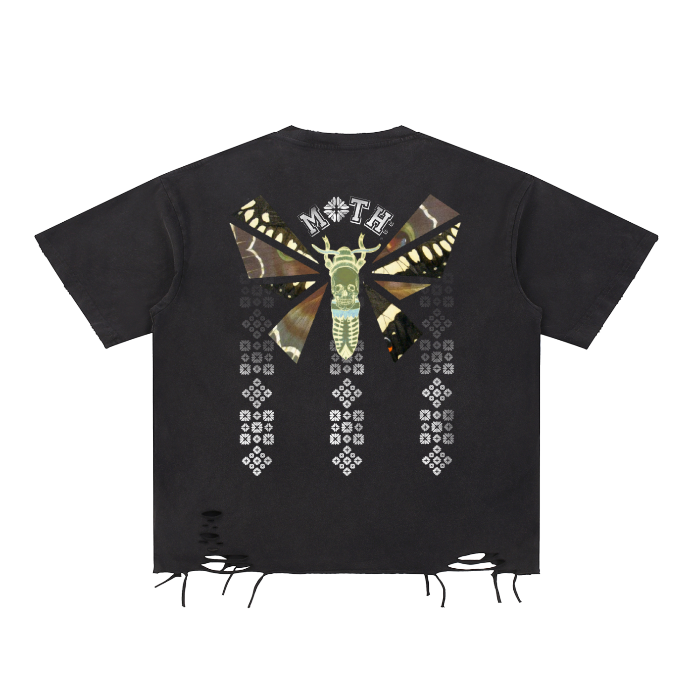 Camouflage pieces Snow Washed Raw-Hem T-Shirt - Black