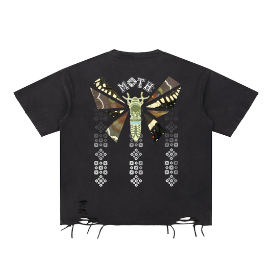 Camouflage pieces Snow Washed Raw-Hem T-Shirt - Black