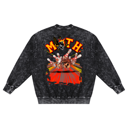 Master Lanes Snow Washed Hand-Frayed Sweatshirt - Black