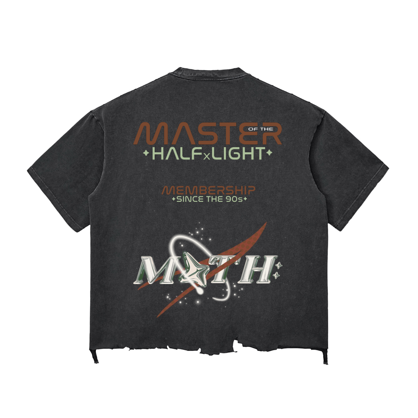 Membership Only Raw-Hem Boxy T-shirt - Washed Black