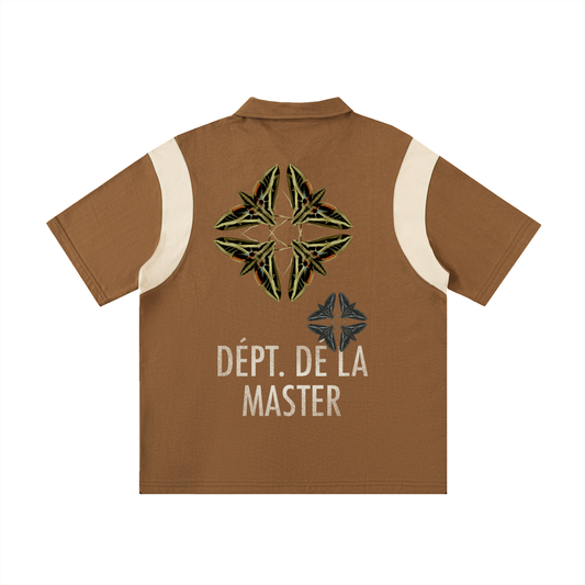 Dépt. Dé la Master Contrast Panel Cotton Polo Shirt - Brown/Beige Camel