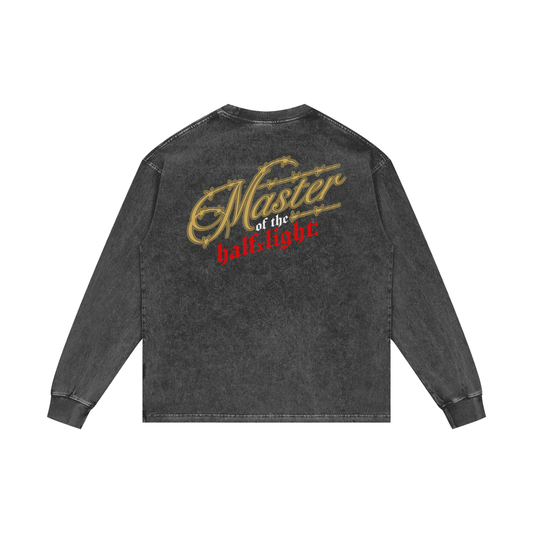 Greyhound Racing Team Acid Wash Oversize Long Sleeve T-Shirt - Pirate Grey