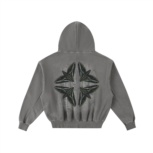 Dépt. Dé la Master Frayed Enzyme Washed Fleece Hoodie - Dark Grey