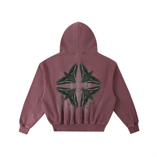 Dépt. Dé la Master Frayed Enzyme Washed Fleece Hoodie - Red