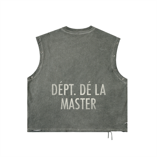 Dépt. Dé la Master Distressed Grommet Eyelet Tank Top - Grey