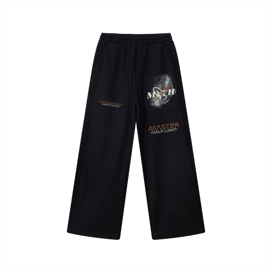 Membership Only Contrast Tape Straight-Leg Sweatpants - Black