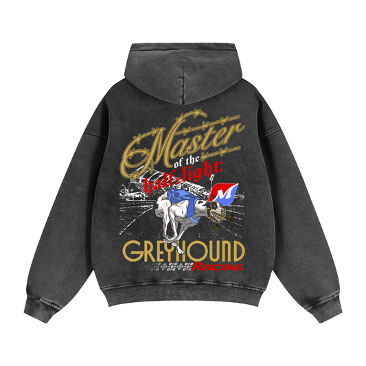 Greyhound Racing Team Zip-Through Boxy Fleece Hoodie - Black