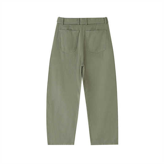Dépt. Dé la Master Twisted-Seam Belted Curved-Blade Pants - Grass Green