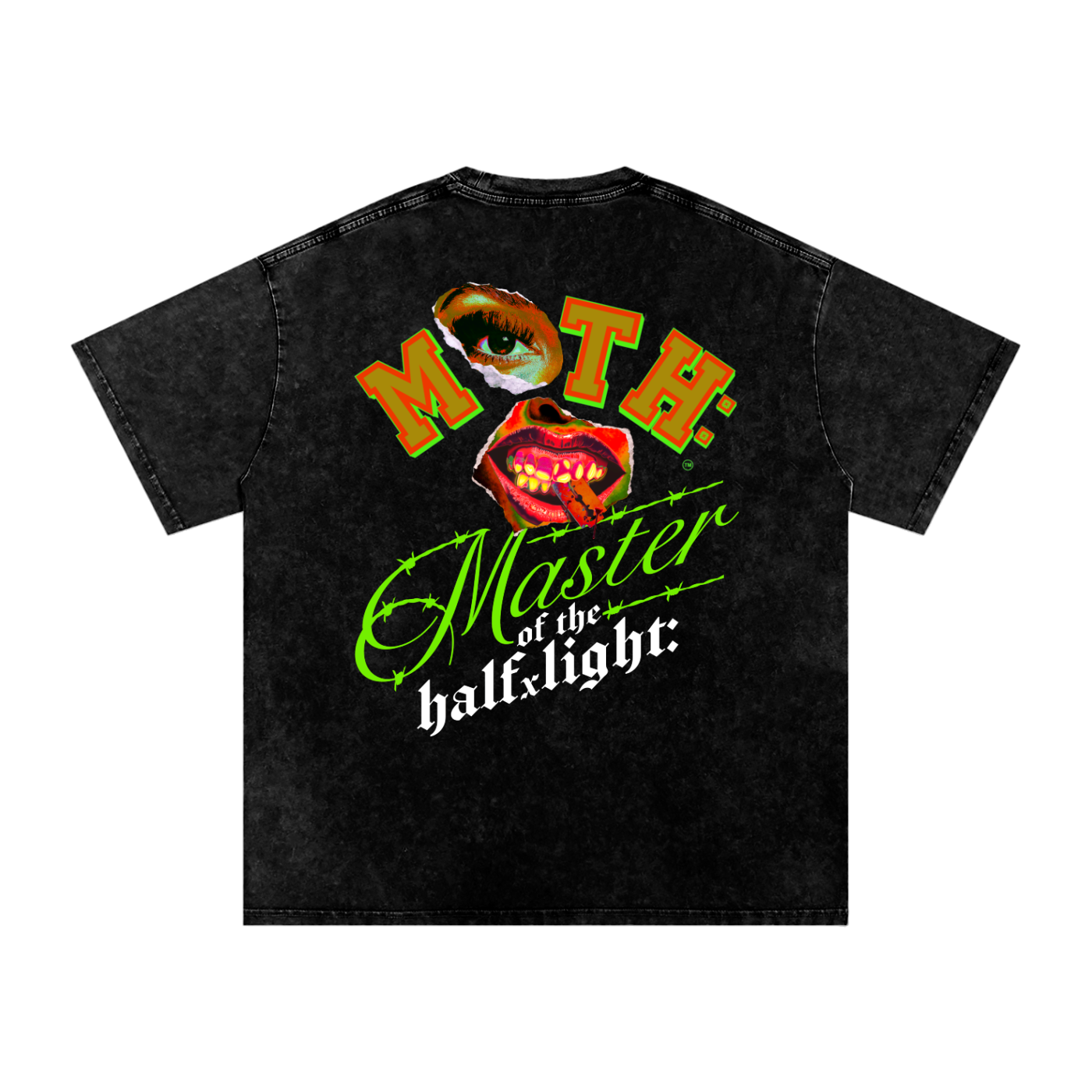 Bite it Acid Wash Oversize T-Shirt - Black