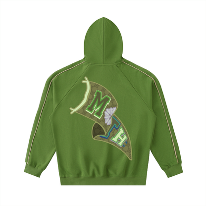 Dive in to M.OT.H Contrast Piping Raglan Hoodie - Avocado Green