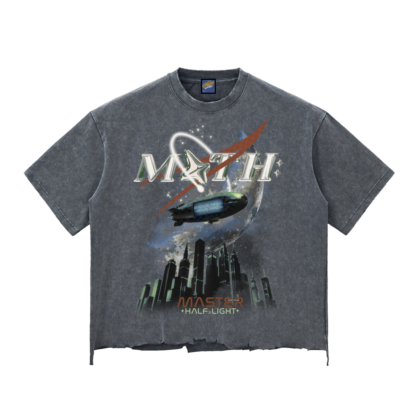 Membership Only Raw-Hem Boxy T-shirt - Washed Cement Grey