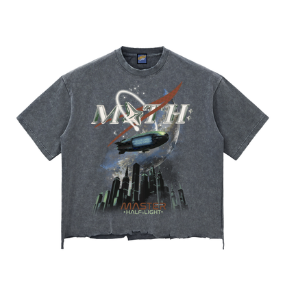 Membership Only Raw-Hem Boxy T-shirt - Washed Cement Grey