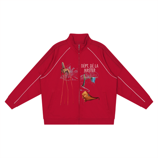 Dépt. Dé la Master Reflection Striped Raglan Sleeve  Jacket - Red