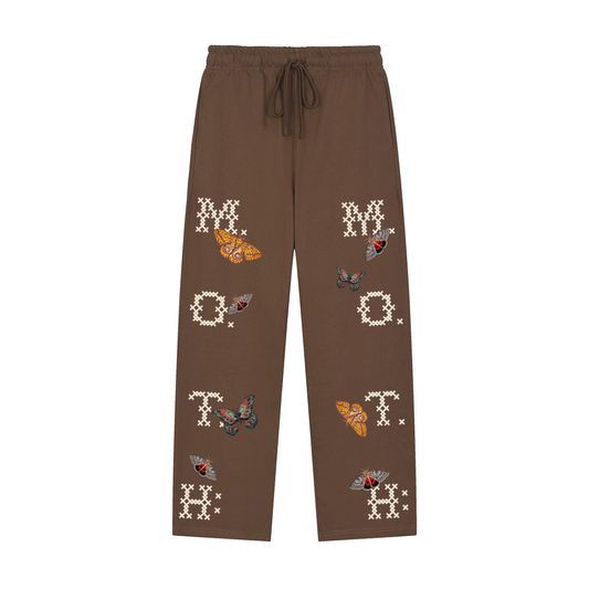 M.O.T.H: Solid Color Straight-Leg Sweatpants - Coffee