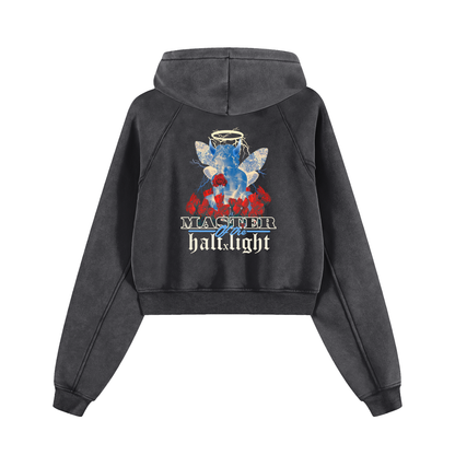 Matrix Snow Washed Cropped Hoodie - Black