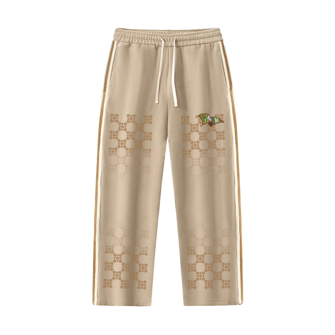 M.O.T.H Contrast Side-Stripe Straight-Leg Pants - Khaki