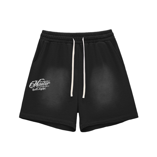 Moth: Sun Fade Raw Edge Cotton Shorts - Black