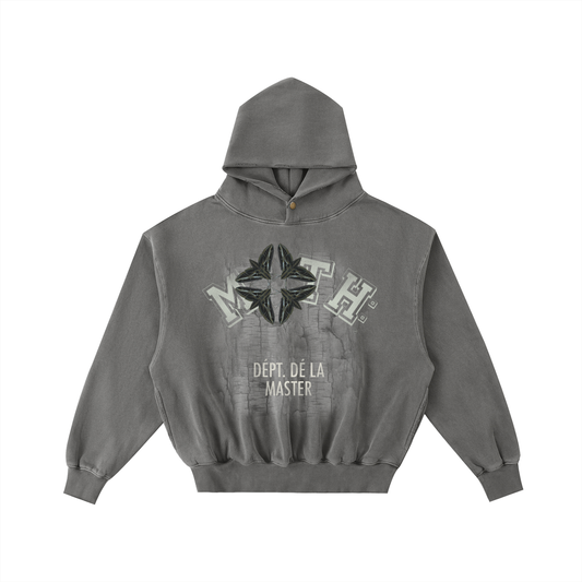 Dépt. Dé la Master Frayed Enzyme Washed Fleece Hoodie - Dark Grey