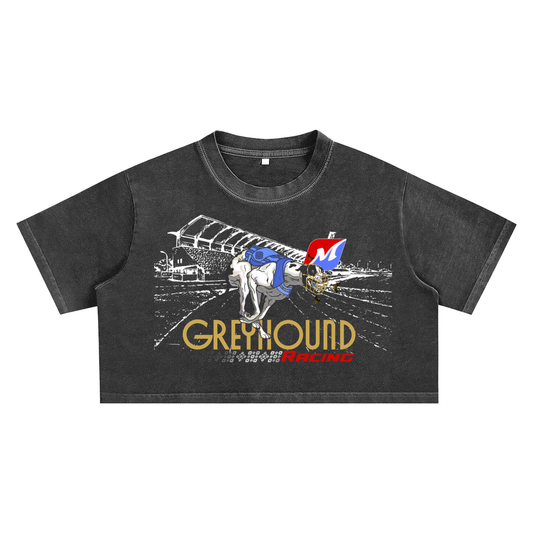 Greyhound Racing Team Snow Washed Crop Top - Classic Black