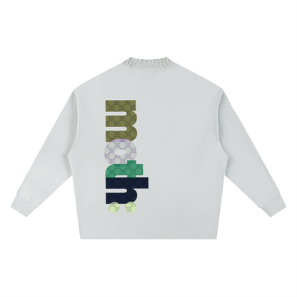 Dive in Paradise Knitted Round Neck Oversize Sweatshirt - Light Grey