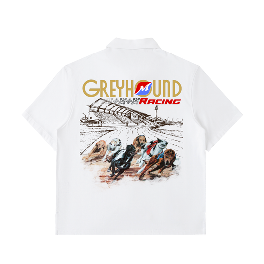 Greyhound Racing Team Half-Zip Cotton Polo Shirt - White