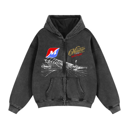 Greyhound Racing Team Zip-Through Boxy Fleece Hoodie - Black