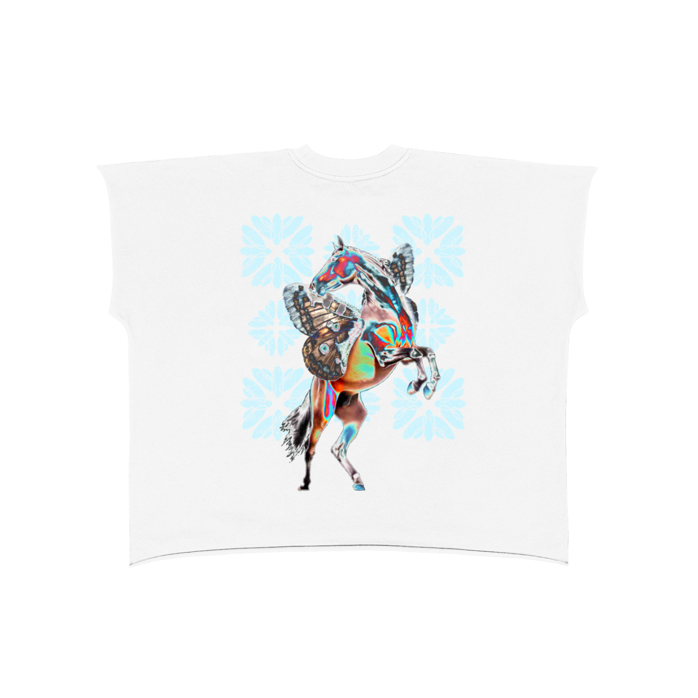 Chrome Horse Raw Edge Boxy Non-Shrink T-Shirt - White