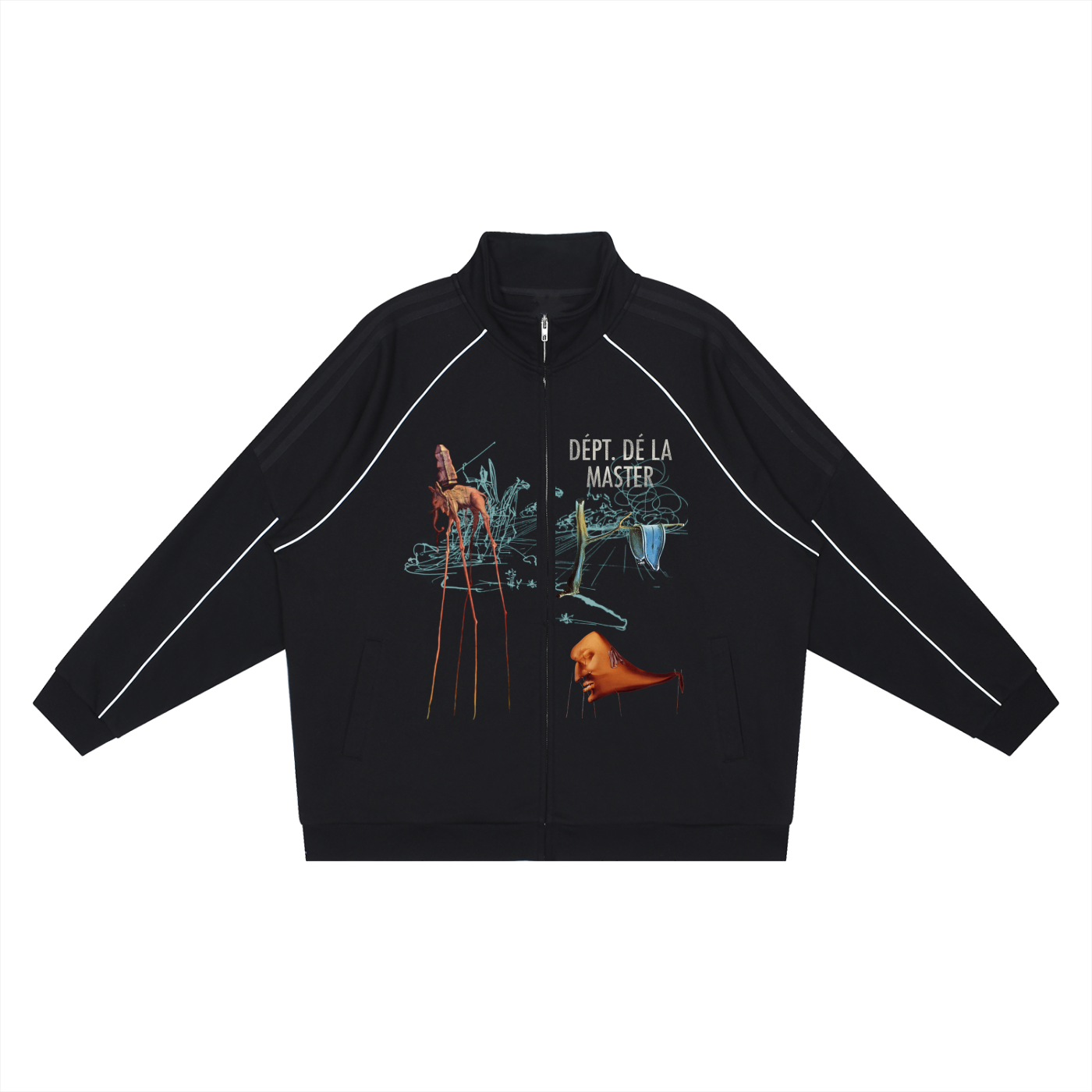 Dépt. Dé la Master Reflection Striped Raglan Sleeve  Jacket - Black