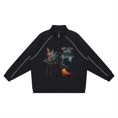 Dépt. Dé la Master Reflection Striped Raglan Sleeve  Jacket - Black