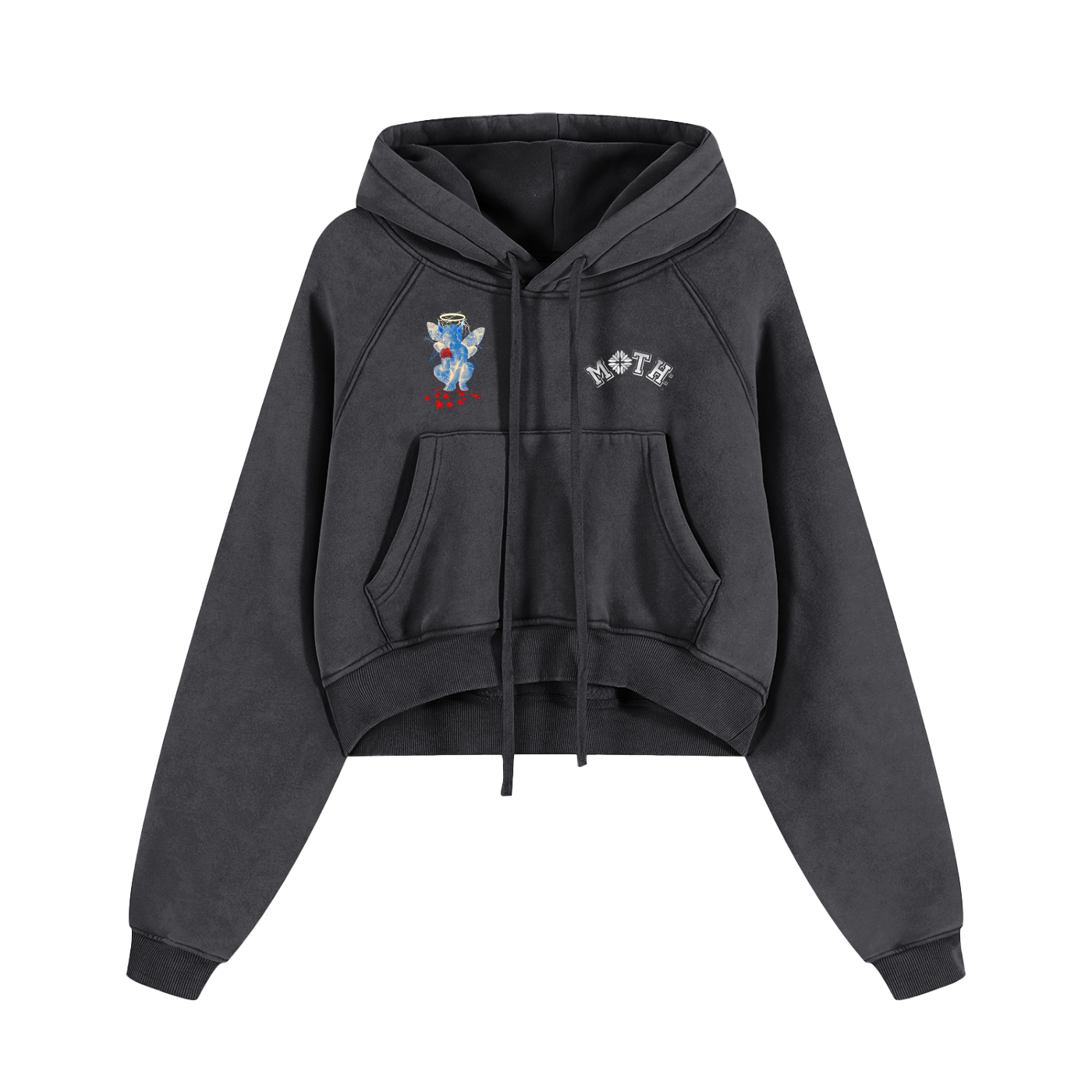 Matrix Snow Washed Cropped Hoodie - Black