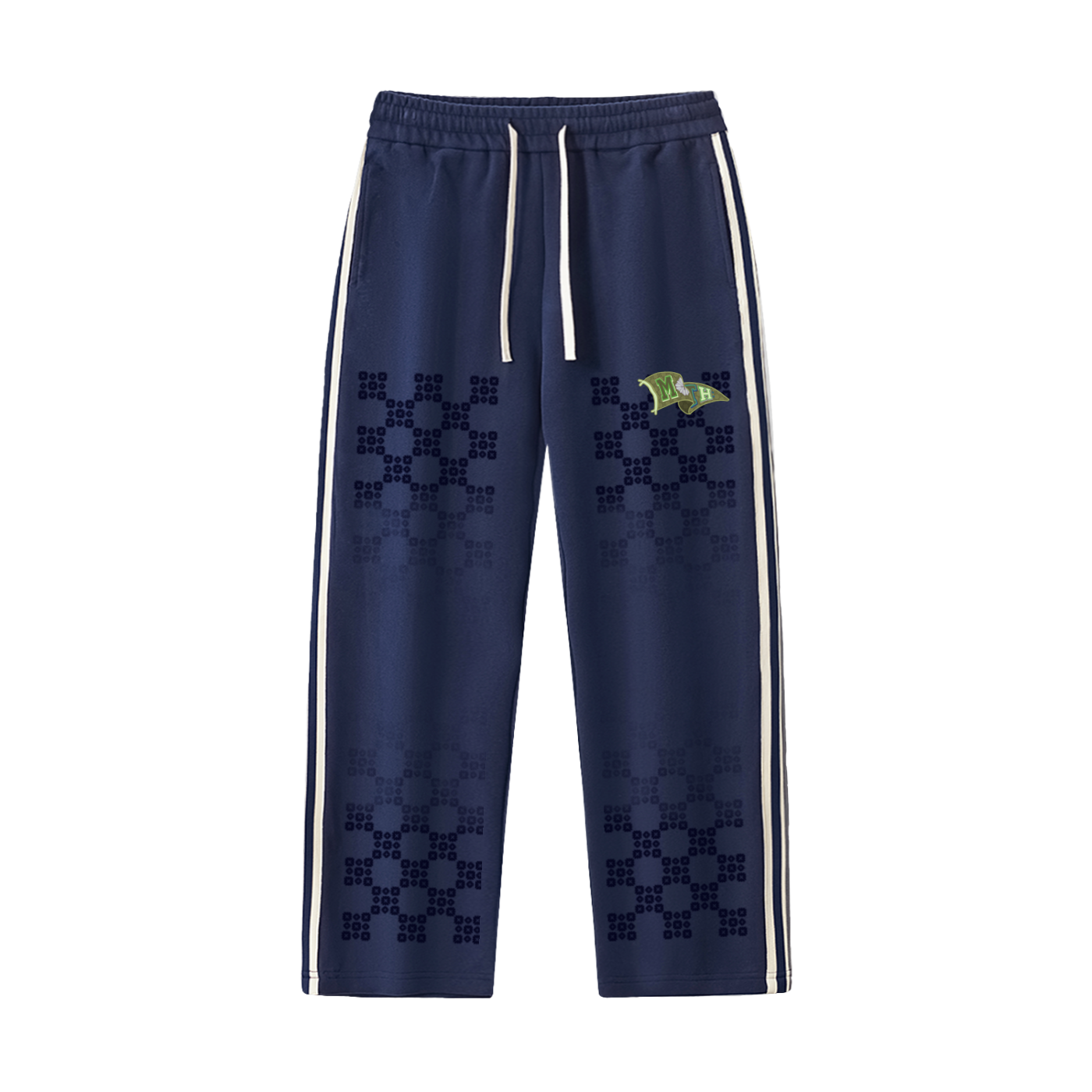 M.O.T.H Contrast Side-Stripe Straight-Leg Pants - Navy Blue