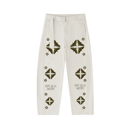 Dépt. Dé la Master Twisted-Seam Belted Curved-Blade Pants - Apricot