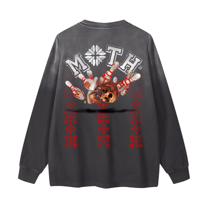 Don’t Spare Me Gradient Vintage Washed Long Sleeve Tee - Black