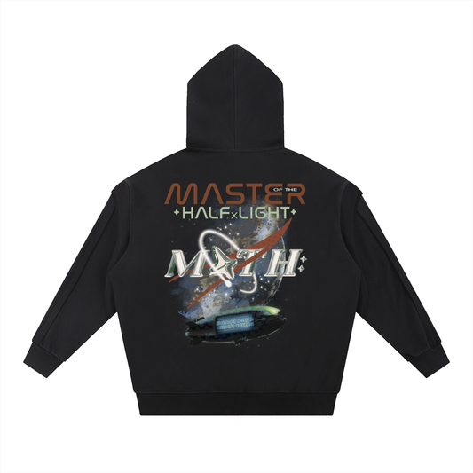 Membership Only Raw Edge Double Layered Hoodie - Black