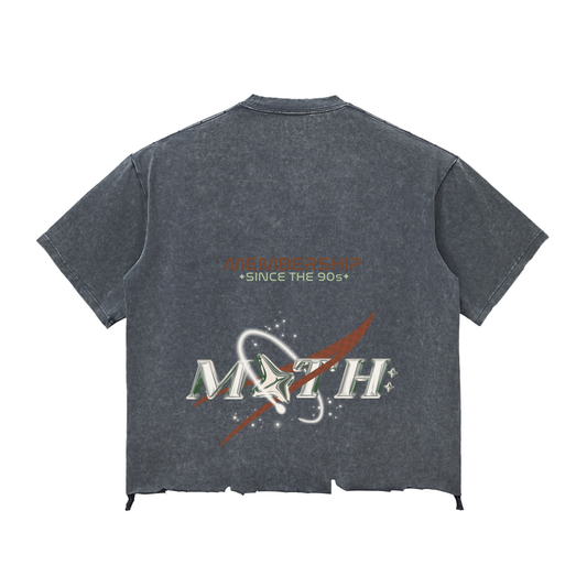 Membership Only Raw-Hem Boxy T-shirt - Washed Cement Grey