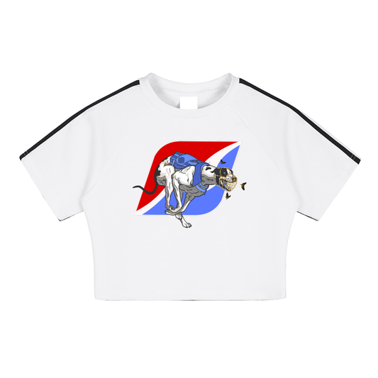 Greyhound Racing Team Taped Cooling Performance Crop Top - White