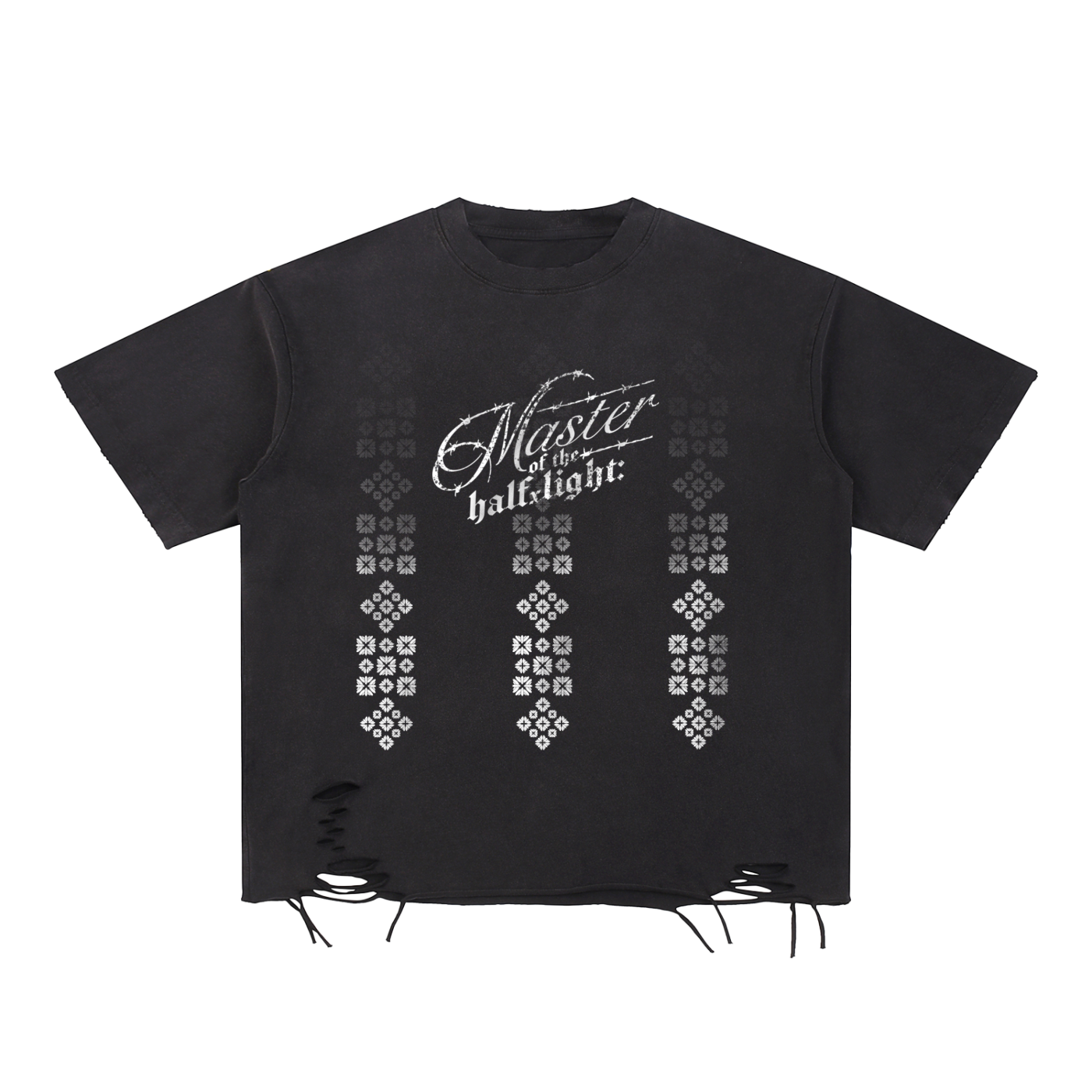 Camouflage pieces Snow Washed Raw-Hem T-Shirt - Black