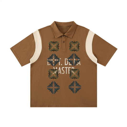 Dépt. Dé la Master Contrast Panel Cotton Polo Shirt - Brown/Beige Camel