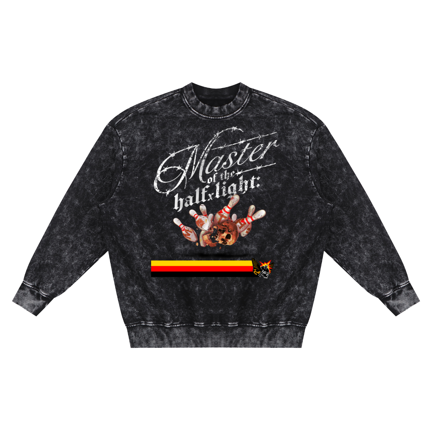 Master Lanes Snow Washed Hand-Frayed Sweatshirt - Black