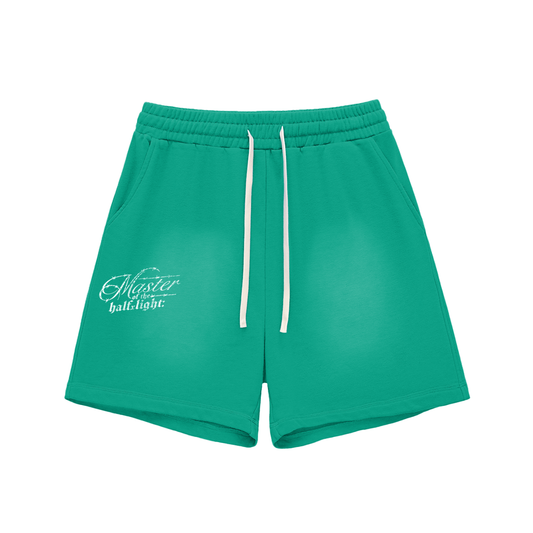 Moth: Sun Fade Raw Edge Cotton Shorts - Kelly Green