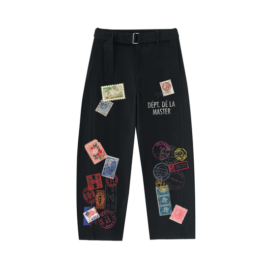Dépt. Dé la Master Twisted-Seam Belted Curved-Blade Pants - Black