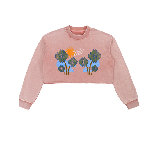 Women’s Sunshine from Fl. Raw Edge Cropped Sweatshirt - Pink